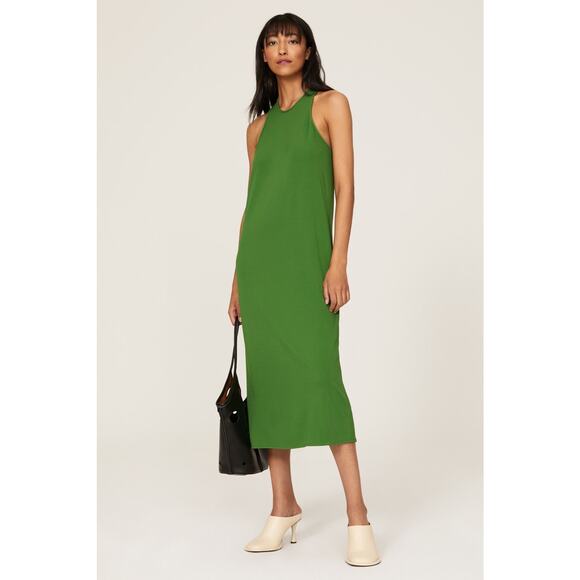 Tibi Serpentine Green Sleeveless Tank Midi Dress Size 4 - Picture 1 of 14